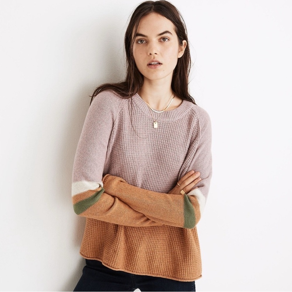 Madewell Waffleknit Colorblock Sweater